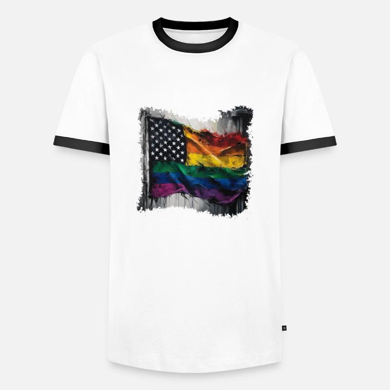 pride american rainbow flag - Männer Kontrast-T-Shirt - Weiß/Schwarz