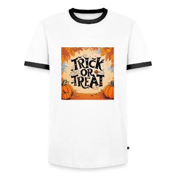 Trick or Treat - Halloween Collection - T-shirt contrasté Homme - blanc/noir - Devant - AI Model Female 172 light (172cm) & AI Model Male 178 dark (178cm)
