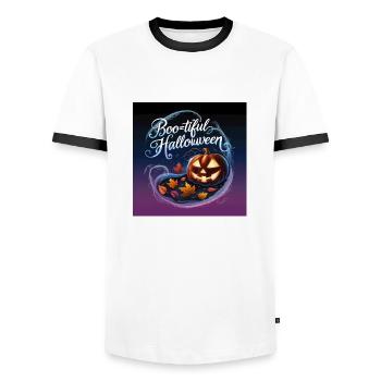 Boo-tiful Halloween - Collection Halloween - T-shirt contrasté Homme - blanc/noir - Devant - AI Model Female 172 light (172cm) & AI Model Male 178 dark (178cm)