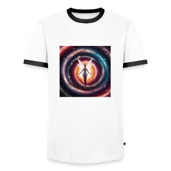 Galaxie-Fee - Männer Kontrast-T-Shirt - Weiß/Schwarz - Vorne - AI Model Female 172 light (172cm) & AI Model Male 178 dark (178cm)