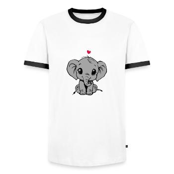 Eléphant mignon et cœur, cadeau pour bébé - T-shirt contrasté Homme - blanc/noir - Devant - AI Model Female 172 light (172cm) & AI Model Male 178 dark (178cm)