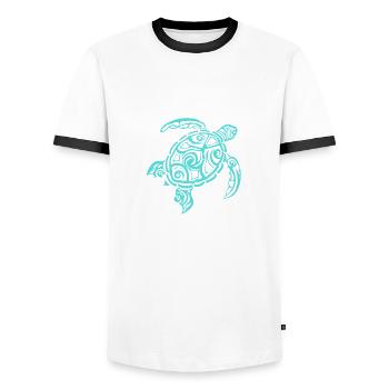 Meeresschildkröte, Meeresschildkröte, Wassertier - Männer Kontrast-T-Shirt - Weiß/Schwarz - Vorne - AI Model Female 172 light (172cm) & AI Model Male 178 dark (178cm)