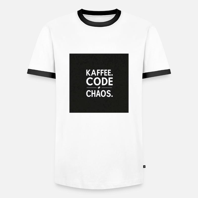 Kaffee, Code, Chaos - Männer Kontrast-T-Shirt - Weiß/Schwarz