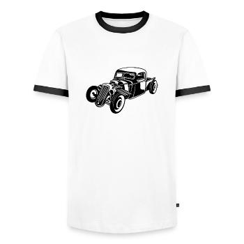 Hot Rod / Rat Rod 08_schwarz weiß - Männer Kontrast-T-Shirt - Weiß/Schwarz - Vorne - AI Model Female 172 light (172cm) & AI Model Male 178 dark (178cm)
