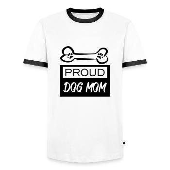 Fiers chiens maman - T-shirt contrasté Homme - blanc/noir - Devant - AI Model Female 172 light (172cm) & AI Model Male 178 dark (178cm)