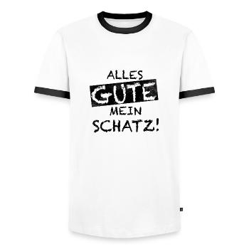 ALLES GUTE MEIN SCHATZ! - Männer Kontrast-T-Shirt - Weiß/Schwarz - Vorne - AI Model Female 172 light (172cm) & AI Model Male 178 dark (178cm)