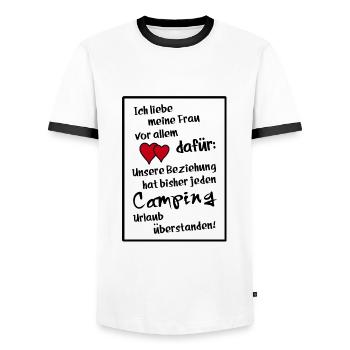 ich liebe meine frau - Männer Kontrast-T-Shirt - Weiß/Schwarz - Vorne - AI Model Female 172 light (172cm) & AI Model Male 178 dark (178cm)