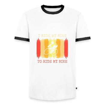 Je fais du vélo pour faire du vélo. - T-shirt contrasté Homme - blanc/noir - Devant - AI Model Female 172 light (172cm) & AI Model Male 178 dark (178cm)