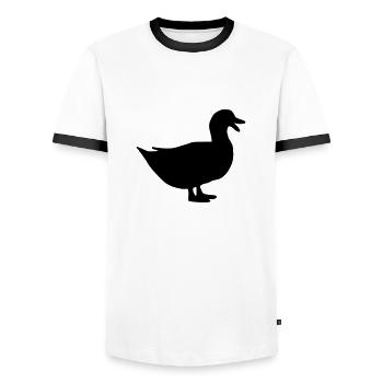 Ente - Männer Kontrast-T-Shirt - Weiß/Schwarz - Vorne - AI Model Female 172 light (172cm) & AI Model Male 178 dark (178cm)