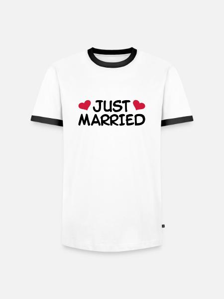 Just Married Wedding - Men's Ringer Shirt - white/black