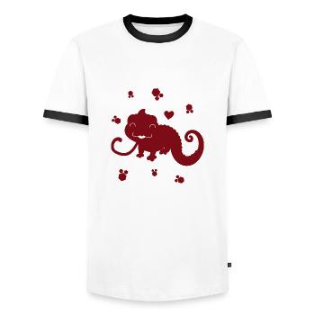 Salamandre - Animal amphibien - T-shirt contrasté Homme - blanc/noir - Devant - AI Model Female 172 light (172cm) & AI Model Male 178 dark (178cm)