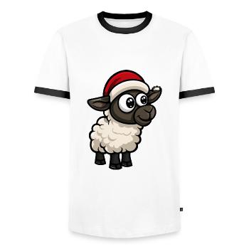 Noël des moutons - T-shirt contrasté Homme - blanc/noir - Devant - AI Model Female 172 light (172cm) & AI Model Male 178 dark (178cm)