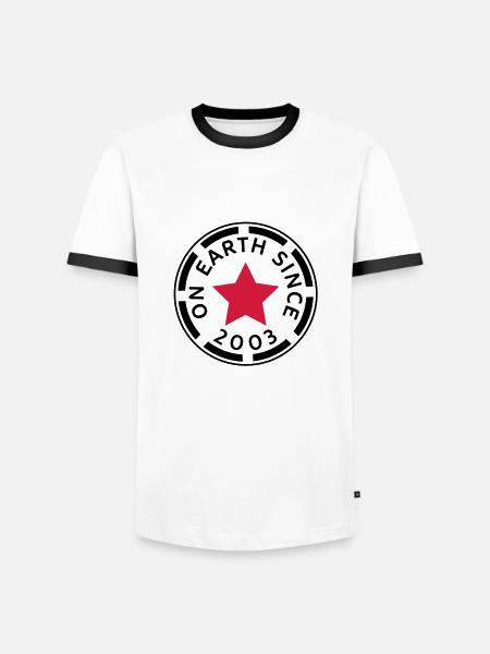 on earth since 2003 (uk) - Men's Ringer Shirt - white/black