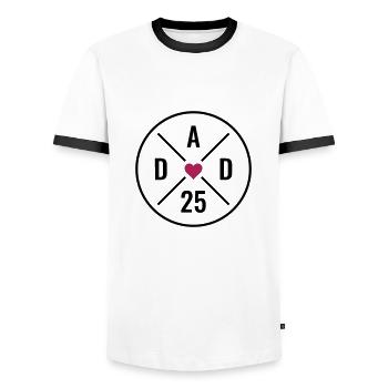 Dad 25 Baby Dad Heart Father's Day Gift Dad 2025 - Men's Ringer Shirt - white/black - Front - AI Model Female 172 light (172cm) & AI Model Male 178 dark (178cm)