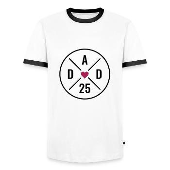 Dad 25 Baby Dad Gift Dad 2025 - Men's Ringer Shirt - white/black - Front - AI Model Female 172 light (172cm) & AI Model Male 178 dark (178cm)