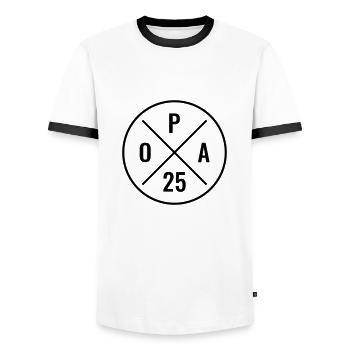 Opa 25 - Baby Ankündigung - Nachwuchs - Opa 2025 - Männer Kontrast-T-Shirt - Weiß/Schwarz - Vorne - AI Model Female 172 light (172cm) & AI Model Male 178 dark (178cm)