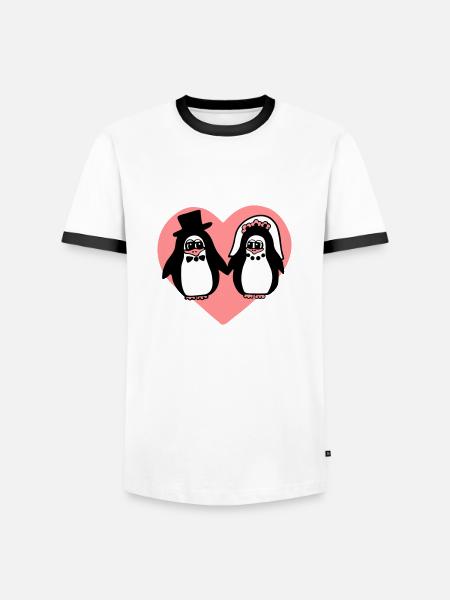 penguin wedding - Men's Ringer Shirt - white/black