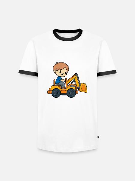 Junge mit Bagger - Männer Kontrast-T-Shirt - Weiß/Schwarz