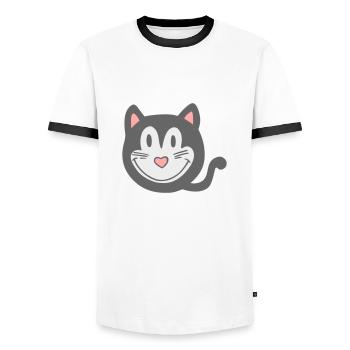 Katze, meow 2 - Männer Kontrast-T-Shirt - Weiß/Schwarz - Vorne - AI Model Female 172 light (172cm) & AI Model Male 178 dark (178cm)