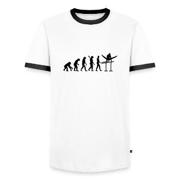 Turnen - Männer Kontrast-T-Shirt - Weiß/Schwarz - Vorne - AI Model Female 172 light (172cm) & AI Model Male 178 dark (178cm)