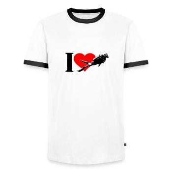 I love diving - Tauchen - Taucher - Tauchsport - Männer Kontrast-T-Shirt - Weiß/Schwarz - Vorne - AI Model Female 172 light (172cm) & AI Model Male 178 dark (178cm)