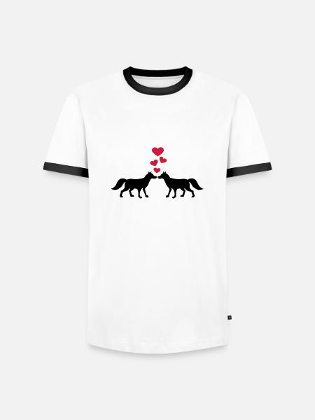 Fuchs - Männer Kontrast-T-Shirt - Weiß/Schwarz