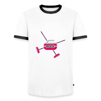 Curling Curling Curling Stone Curler - Men's Ringer Shirt - white/black - Front - AI Model Female 172 light (172cm) & AI Model Male 178 dark (178cm)