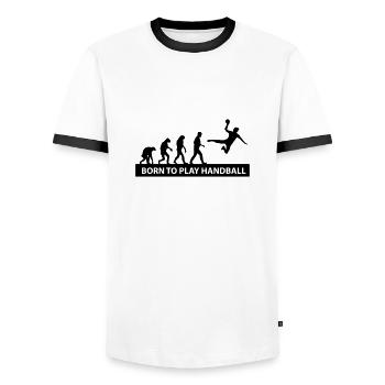 born to play handball - Männer Kontrast-T-Shirt - Weiß/Schwarz - Vorne - AI Model Female 172 light (172cm) & AI Model Male 178 dark (178cm)