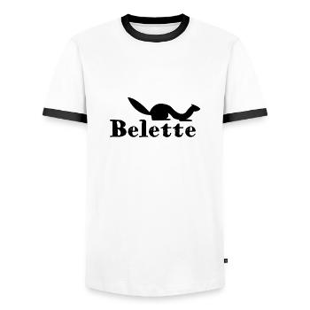 T-shirt Belette simple - T-shirt contrasté Homme - blanc/noir - Devant - AI Model Female 172 light (172cm) & AI Model Male 178 dark (178cm)