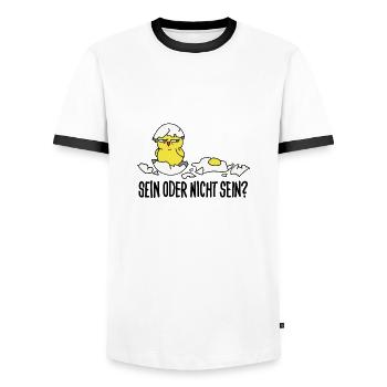 Être ou ne pas être - T-shirt contrasté Homme - blanc/noir - Devant - AI Model Female 172 light (172cm) & AI Model Male 178 dark (178cm)