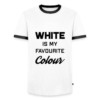White is my favorite color - Men's Ringer Shirt - white/black - Front - AI Model Female 172 light (172cm) & AI Model Male 178 dark (178cm)