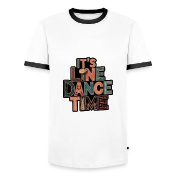 Danse en ligne Time Line Dancing ma passion - T-shirt contrasté Homme - blanc/noir - Devant - AI Model Female 172 light (172cm) & AI Model Male 178 dark (178cm)