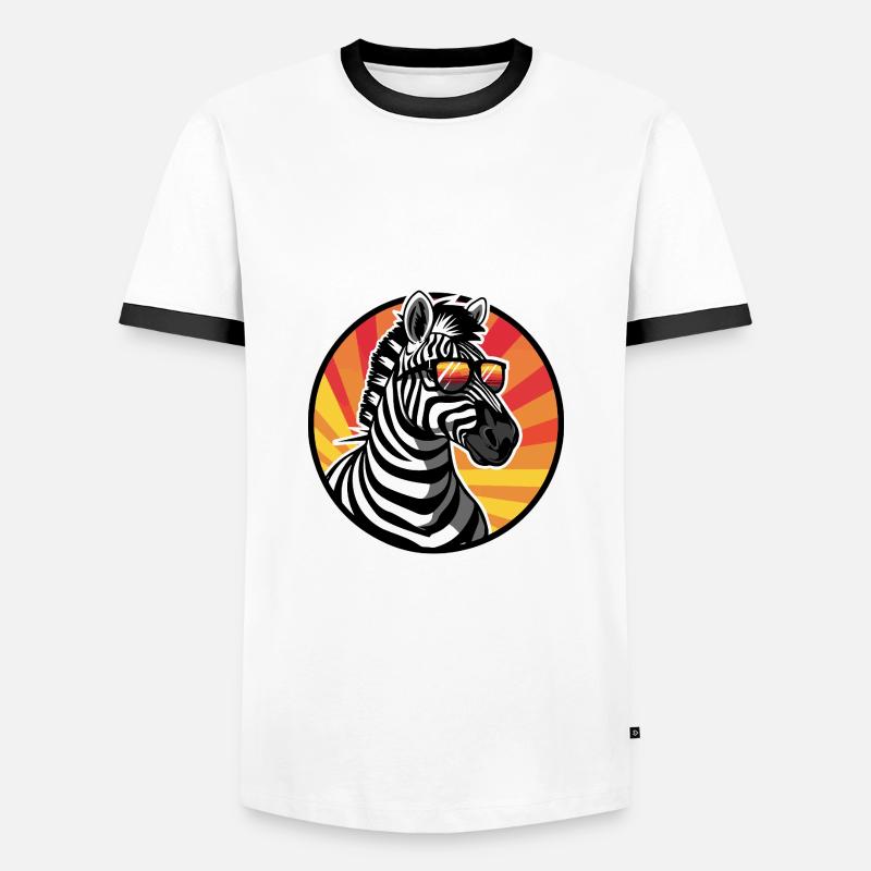 Zebra Comic Cool Summer - Men's Ringer Shirt - white/black