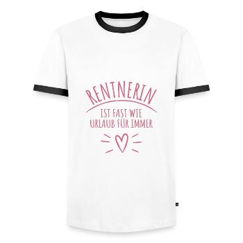 Rentnerin ist fast wie Urlaub für immer - Männer Kontrast-T-Shirt - Weiß/Schwarz - Vorne - AI Model Female 172 light (172cm) & AI Model Male 178 dark (178cm)