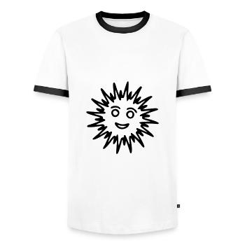 Sonne Zeichnung Natur Skizze schwarz - Männer Kontrast-T-Shirt - Weiß/Schwarz - Vorne - AI Model Female 172 light (172cm) & AI Model Male 178 dark (178cm)