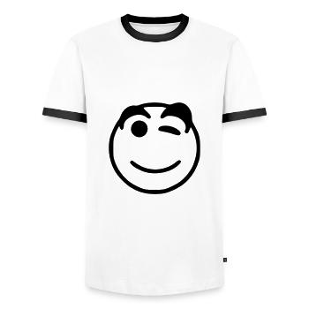 Emoji sketch happy black - T-shirt contrasté Homme - blanc/noir - Devant - AI Model Female 172 light (172cm) & AI Model Male 178 dark (178cm)