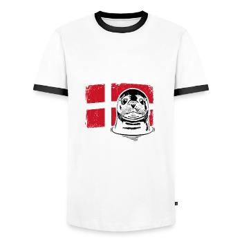 Phoque Danemark Animaux Vacances Wilsigns - T-shirt contrasté Homme - blanc/noir - Devant - AI Model Female 172 light (172cm) & AI Model Male 178 dark (178cm)