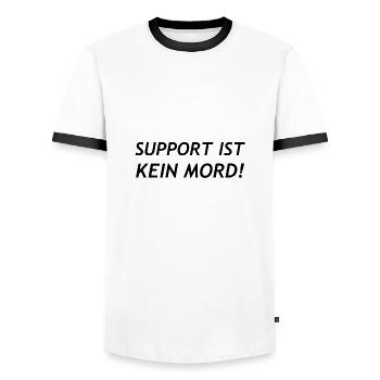 Support is not murder! - Men's Ringer Shirt - white/black - Front - AI Model Female 172 light (172cm) & AI Model Male 178 dark (178cm)