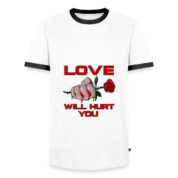 Love Will Hurt You - Men's Ringer Shirt - white/black - Front - AI Model Female 172 light (172cm) & AI Model Male 178 dark (178cm)