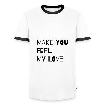 MAKE YOU FEEL MY LOVE - Men's Ringer Shirt - white/black - Front - AI Model Female 172 light (172cm) & AI Model Male 178 dark (178cm)