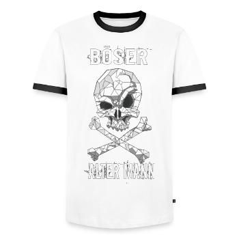 Böser Alter Mann Totenkopf - Männer Kontrast-T-Shirt - Weiß/Schwarz - Vorne - AI Model Female 172 light (172cm) & AI Model Male 178 dark (178cm)