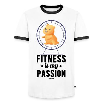 Le fitness est ma passion hamster - T-shirt contrasté Homme - blanc/noir - Devant - AI Model Female 172 light (172cm) & AI Model Male 178 dark (178cm)