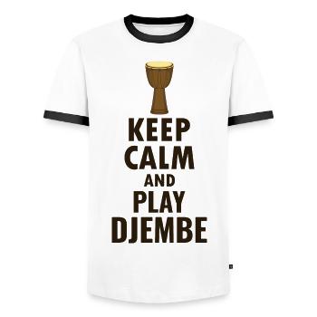 Djembe Player Drummer Music Drum Musician - Men's Ringer Shirt - white/black - Front - AI Model Female 172 light (172cm) & AI Model Male 178 dark (178cm)