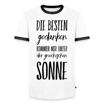 Lustiger Griechischer Spruch Griechenland Geschenk - Männer Kontrast-T-Shirt - Weiß/Schwarz - Vorne - AI Model Female 172 light (172cm) & AI Model Male 178 dark (178cm)