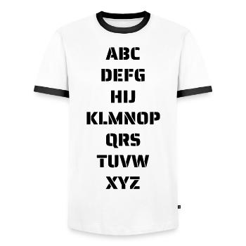 Das Alphabet - Männer Kontrast-T-Shirt - Weiß/Schwarz - Vorne - AI Model Female 172 light (172cm) & AI Model Male 178 dark (178cm)