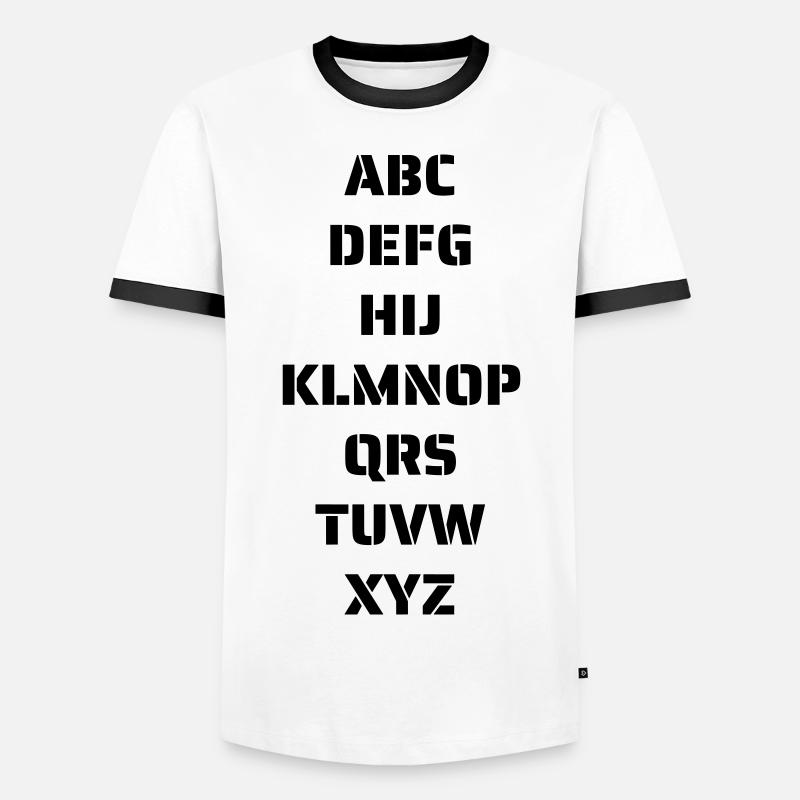 Das Alphabet - Männer Kontrast-T-Shirt - Weiß/Schwarz