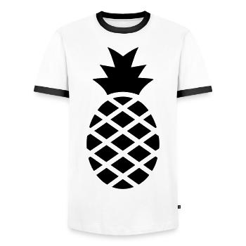 Pineapple - Men's Ringer Shirt - white/black - Front - AI Model Female 172 light (172cm) & AI Model Male 178 dark (178cm)
