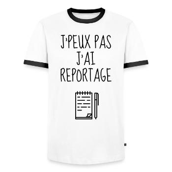 Journalist Journalism Journalismus Journaliste - Men's Ringer Shirt - white/black - Front - AI Model Female 172 light (172cm) & AI Model Male 178 dark (178cm)