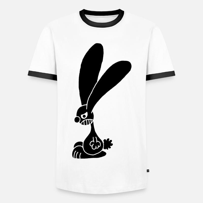 Grumpy black rabbit - Men's Ringer Shirt - white/black