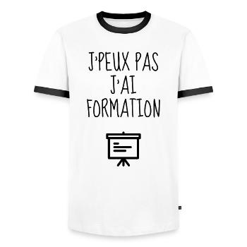 Ausbildung / Ausbilder / Arbeit / Job - Männer Kontrast-T-Shirt - Weiß/Schwarz - Vorne - AI Model Female 172 light (172cm) & AI Model Male 178 dark (178cm)